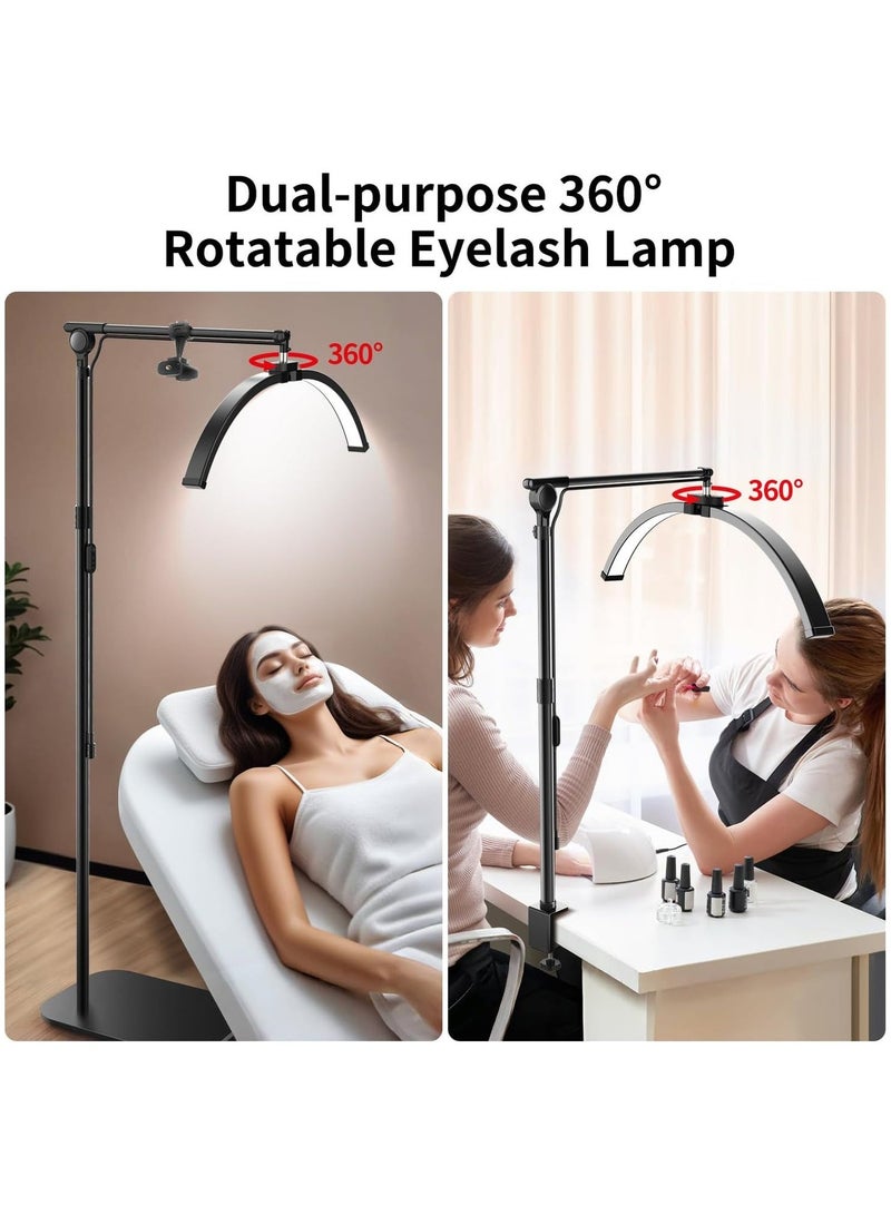 Foldable LED Half Moon Floor Lamp with Mobile Holder for Eyelash/Skin Care - Image 2